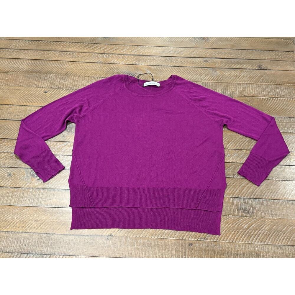 Zara Purple Knit Lightweight Sweater Top High Low - Women's Size M - Picture 2 of 6
